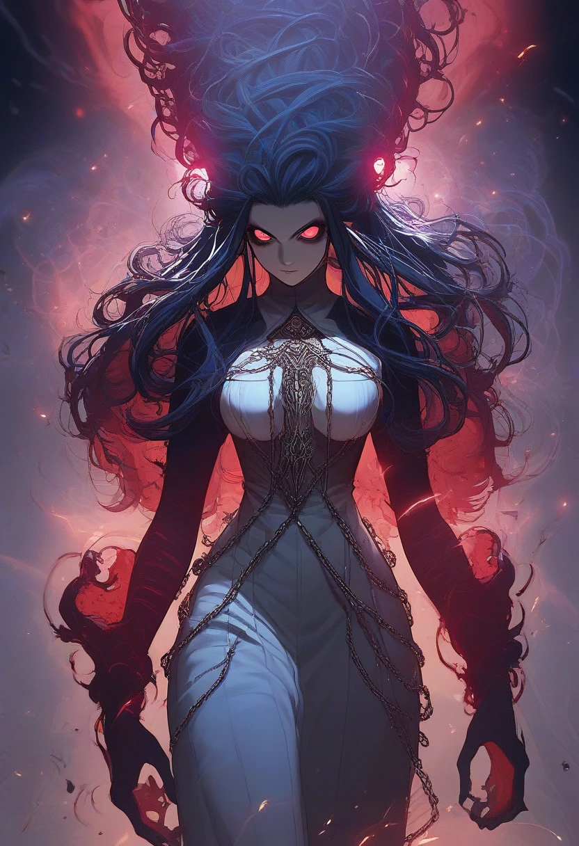 score_9, score_8_up, score_7_up, score_6_up, score_5_up, score_4_up <lora:Dark_Aura_for_Pony:1> dark aura, 1girl, black, perfect eyes, action pose, focus on breasts,sexy, erotic, priestess, source_anime, Illustration, official artwork, anime style, wallpaper, official art, gloomy colors, dark aura, horror