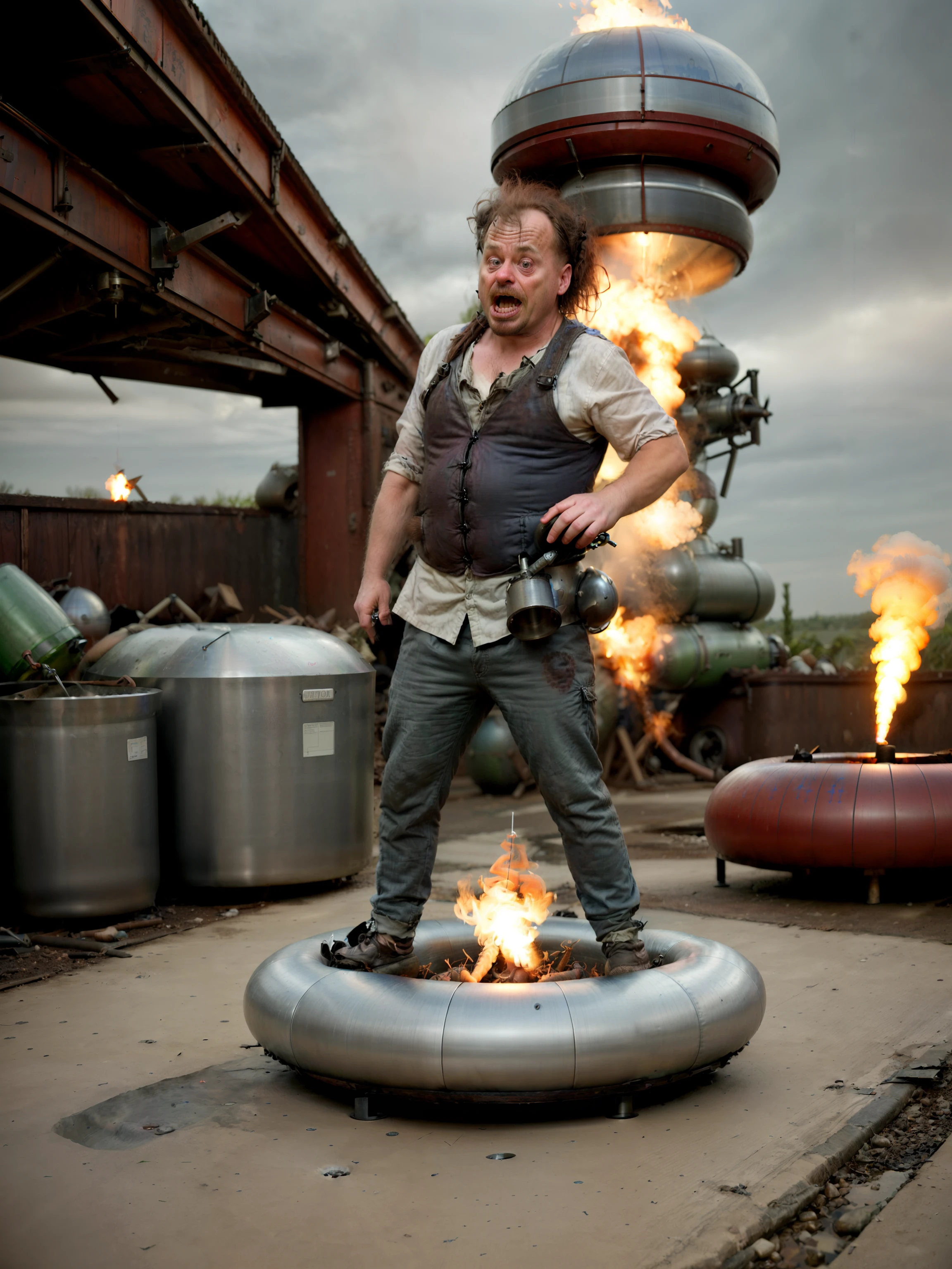 absurd non-functional device, hazardous demonstration of use by a mad scientist