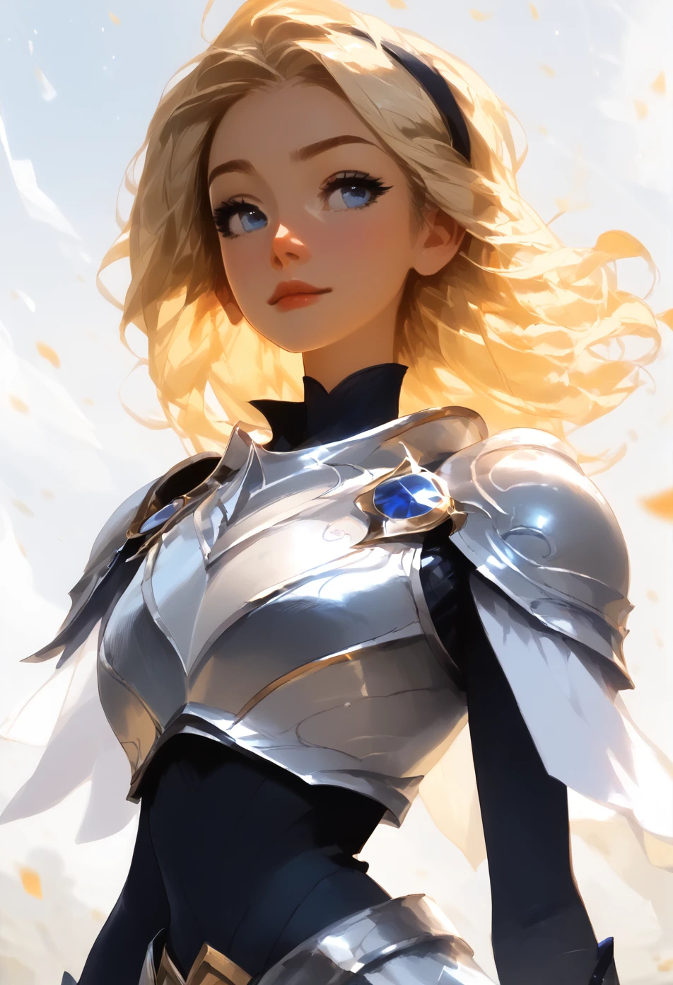 (score_9, score_8_up), score_7_up, rating_explicit, rating_questionable, young, source_anime, ((anime style)), 1girl, slim body, small waist, curvy body, slim waist, ((detailed face)), perfect face proportions, big beautiful eyes, perfect face, particles, (perfect hands), large breasts, dynamic pose, dynamic angle, angled shot, solo, sketch,
<lora:Lux_League_of_Legends:0.64>, lux, black hairband, blonde hair, blue eyes, solo, 1girl, blue bodysuit, layered clothing, ((steel breastplate, chest armor)), shoulder armor, steel shoulder plates, slim white waistcloth, (white skirt:0.1), silver armor, gem, sapphire, gold trim,
<lora:add-detail-xl:0.2>, <lora:Expressive_H:0.6>, Expressiveh, <lora:BobaDelivery_Style_V1_Pony_XL:0.6>, <lora:Jetpuri:0.2>, <lora:samdoesartsPony:0.5>, <lora:naipony_v3:0.8>, <lora:NyantchaV1:0.7>