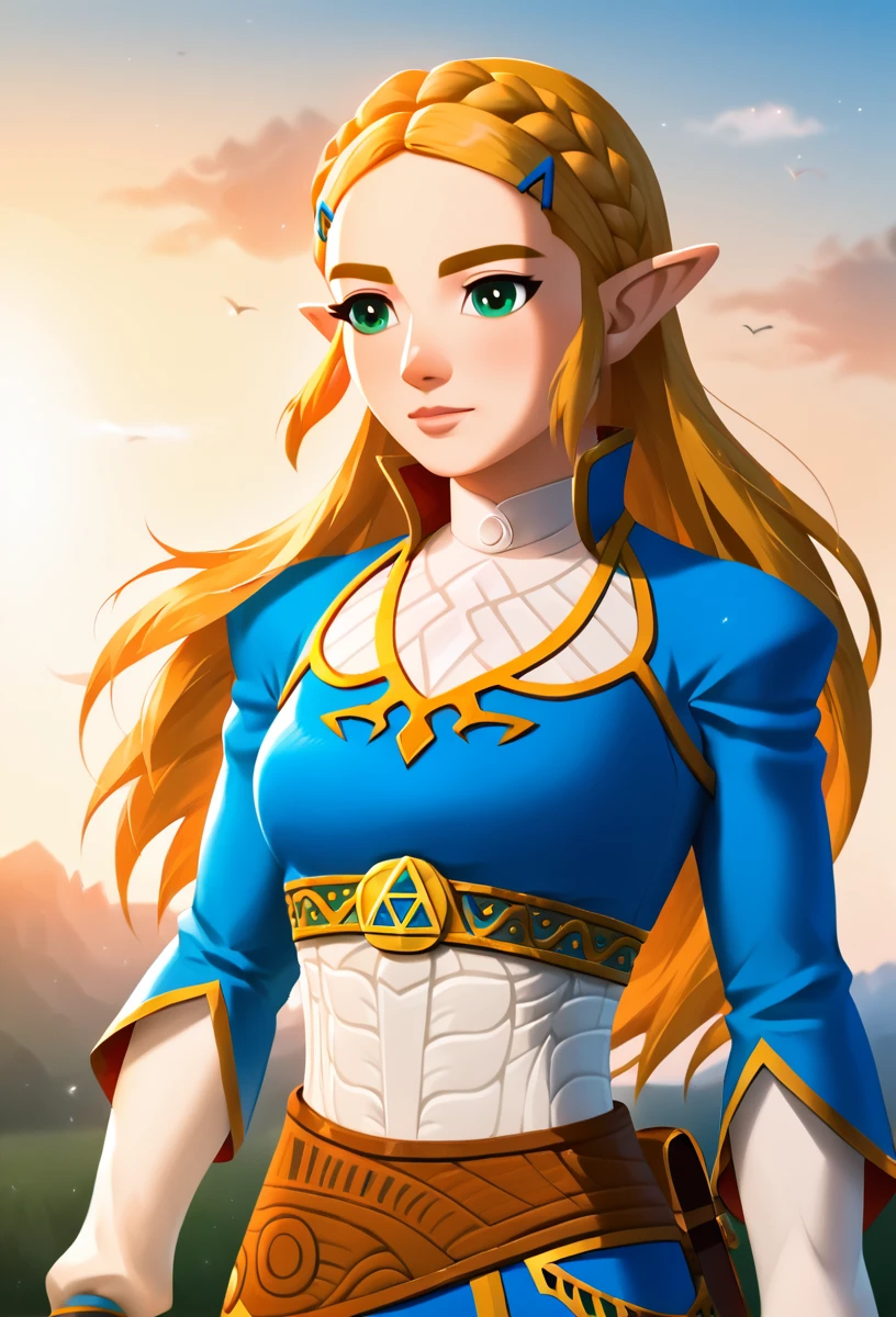 masterpiece,absurd resolution,8k,
score_9, score_8_up, score_7_up, ,source_anime BREAK
zeldaPony, Champion Blue Outfit and Cape, score_9, 1girl, solo,natural lights,detailed shadows,sunset
 <lora:zelda_pony:0.8>