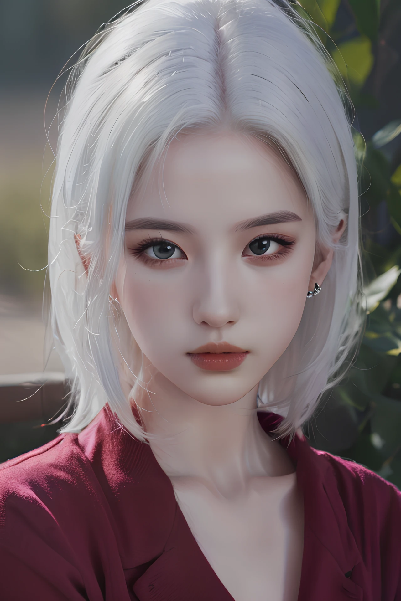 (4k, best quality, highres, absurdres, masterpiece:1.21), (realistic:1.331), detailed and intricate, 
1girl, white hair, red shirt, <lora:girlslike_lyf15:0.7>