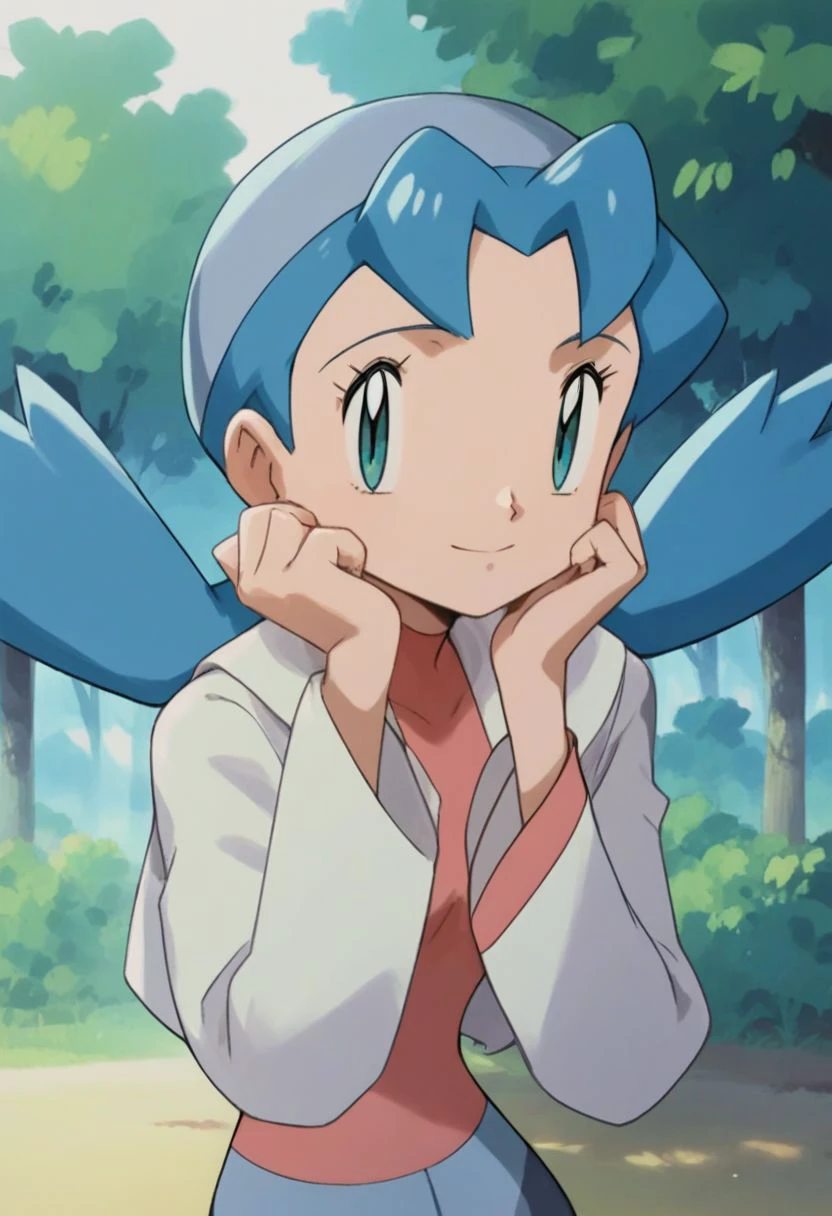 (source_anime, score_9, score_8_up, score_7_up, pokemon:1), 1girl, solo, trainermarina, looking at viewer, cute, outdoors