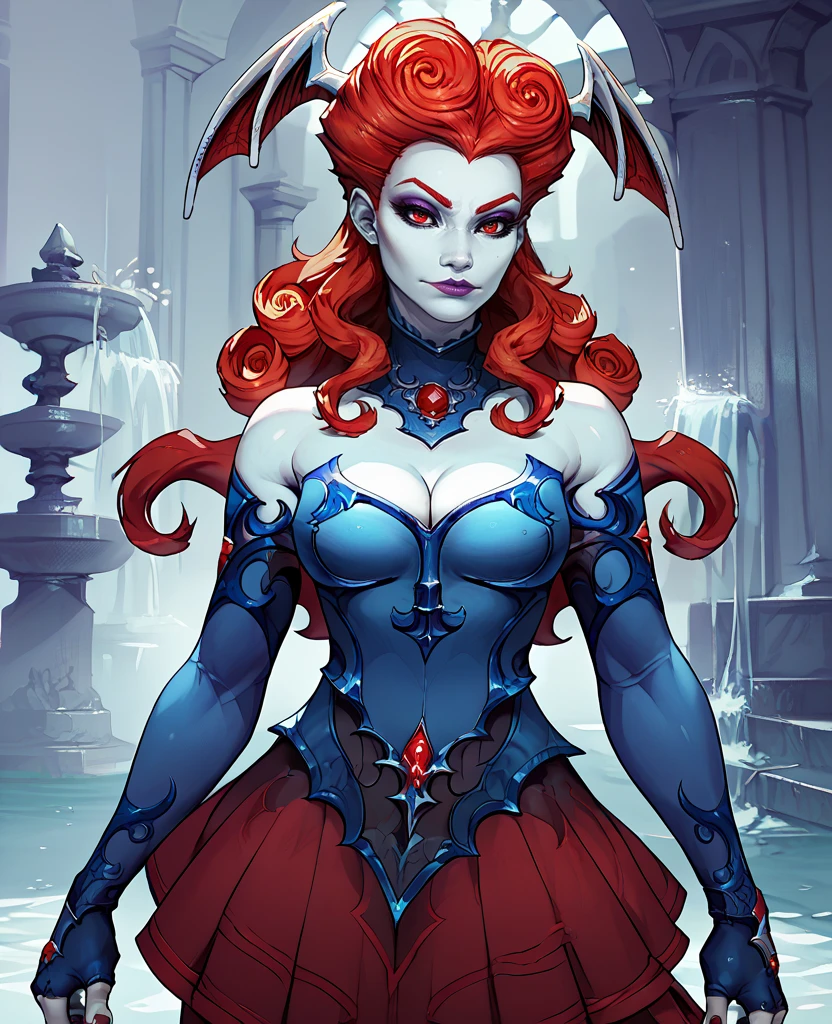 score_9,score_8_up,score_7_up,score_6_up,
Lillithxl,long red curly hair,pale skin,lips,red eyes,makeup,
head wings,detached sleeves,bare shoulders,cleavage,dress,jewelry,red skirt, gem,
standing,fingerless gloves,
nighttime,moonlight,<lora:Lillith:0.9>,