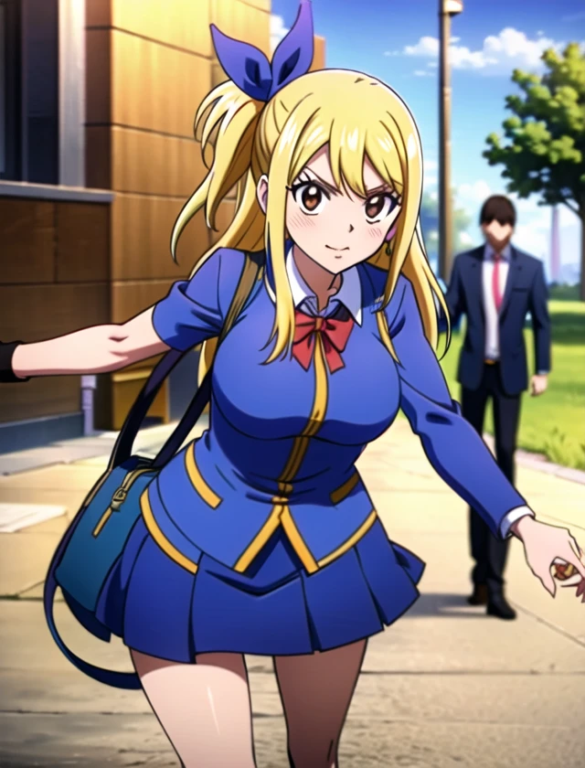 <lora:Lucy:1>lucy heartfilia, school background