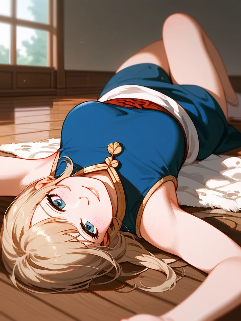 score_9, score_8_up, score_7_up, masterpiece, best quality, portrait photo of a girl, rested her chin on her hand, cheer leader, wood floor, (lying aside on the floor, posing to viewer), (low angle/from below),
<lora:ponyRealistic_v1-gamma:-0.4>