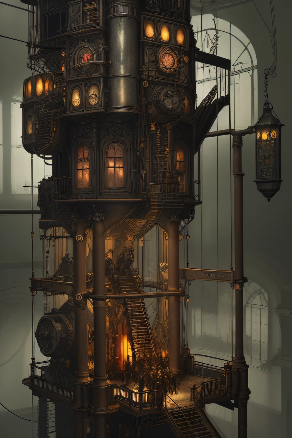 <lora:NostalgiaForAPlace:1> nostalgiaforaplace, steampunk torture chamber