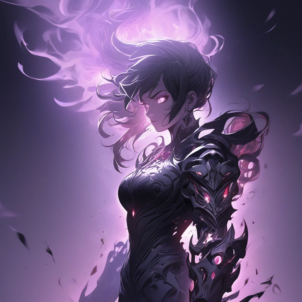 dark aura, 1girl, black