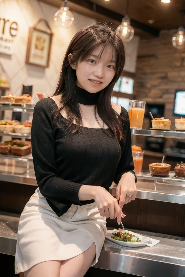 <lora:shihoActual08:1> shiho, 1girl, 
BREAK
"Create a charming image of a woman taking pictures of her food and the cafe interior, capturing the ambiance and delicious food. Frame the shot from a slightly elevated angle, capturing her from the waist up, with the cafe and food in focus. She can have a creative expression or a playful one, wearing a casual outfit that suits the cafe's atmosphere. The background can be a beautifully decorated cafe with interesting food and drinks, with the sound of people talking and music playing."
BREAK
<lora:AdvancedEnhancer:2>, bokeh, professional lighting,, [:(smile for camera):0.3]