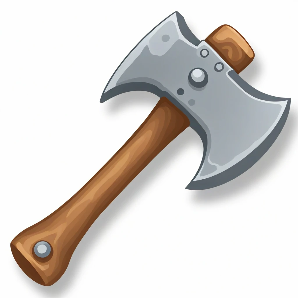 game icon of an axe, white background, <lora:game_icons:1>