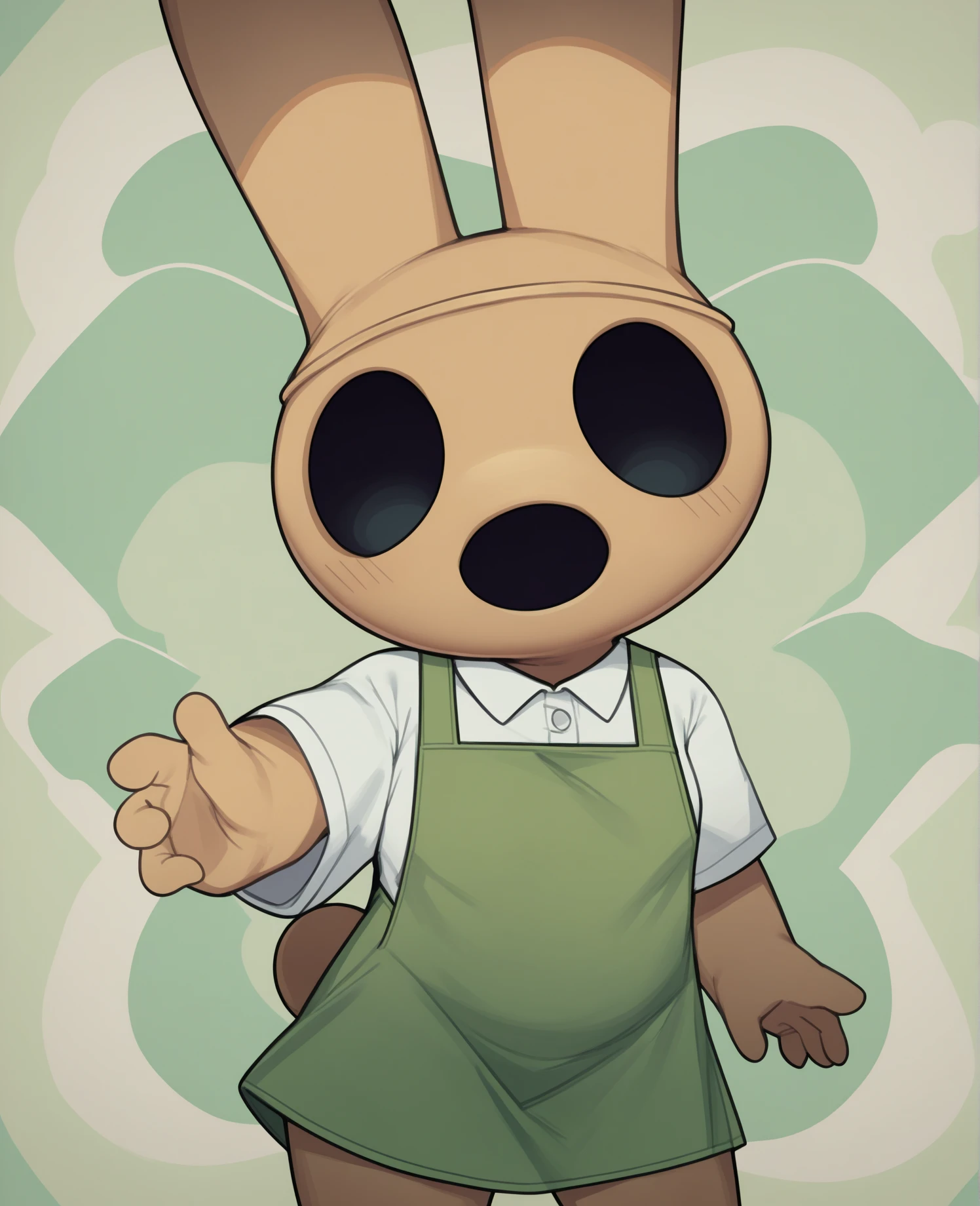 score_9, score_8_up, score_7_up, score_6_up, score_5_up, score_4_up, source_furry, qdnt, pcb, coco \(animal crossing\), animate inanimate, gyroid, lagomorph, leporid, mammal, rabbit, anthro, biped, clothed, clothing, empty eyes, female, noseless, open mouth, green clothing, white shirt, dress, solo, standing, topwear, (detailed background:1.1), looking at viewer, (simple eyes, simple face:1.2), (starscape:1.2)
<lora:coco_pdxl:1>