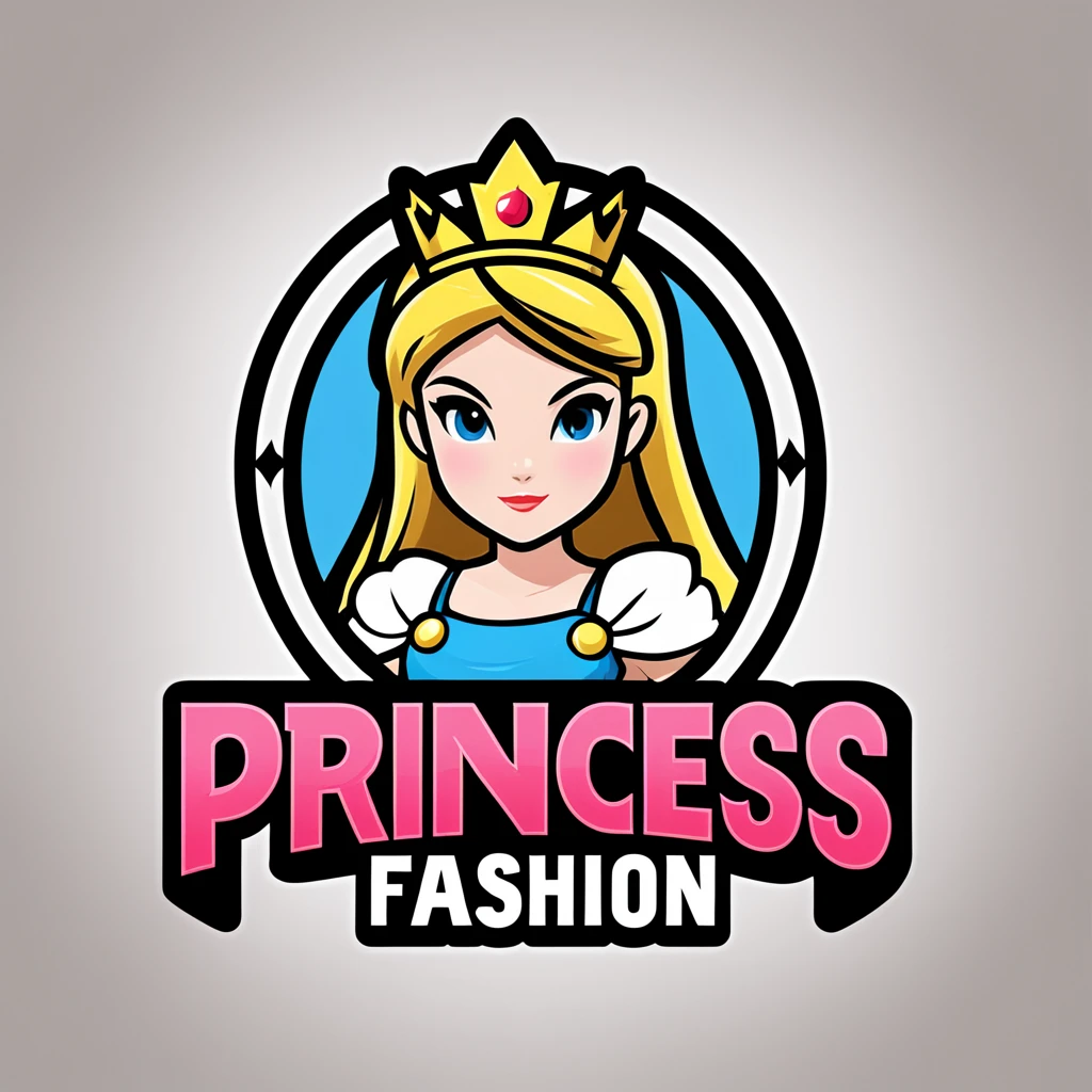 logomkrdsxl, a logo for a clothing store , vector, text "Princess Fashion", <lora:logomkrdsxl:1>, best quality, masterpiece, super smash bros.,
