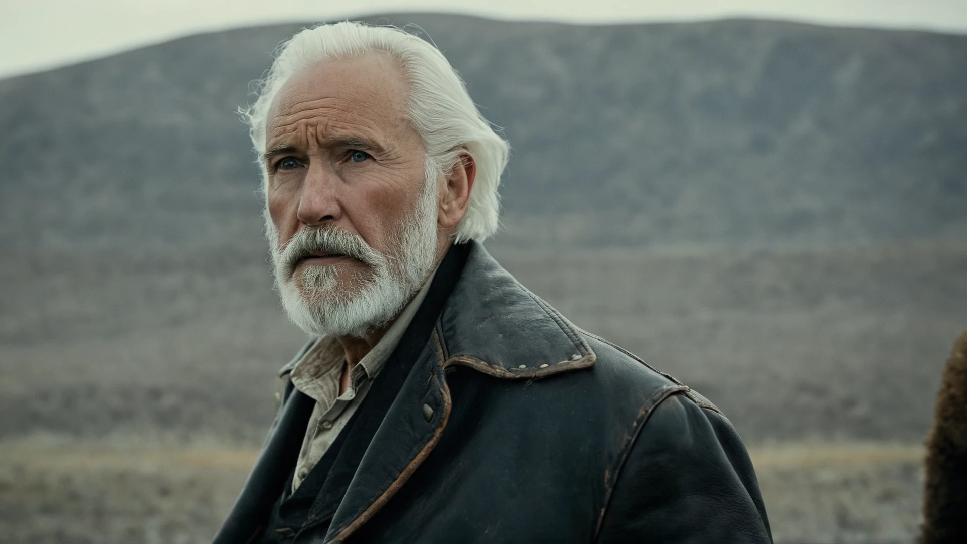 <lora:The Hateful Eight film style:0.9>
<lora:detailed:0.5>
<lora:perfection style:0.5>
<lora:Chiaroscuro Lighting Style:0.3>
In 1870,A Western film,Cinematic Kodak picture of an old man with a beard and a leather jacket,solo,looking at viewer,1boy,jacket,white hair,male focus,blurry,blurry background,facial hair,beard,realistic,mustache,bald,old,old man ,The Hateful Eight film style