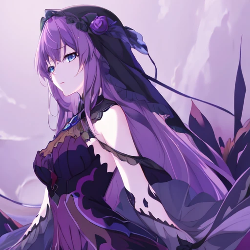(masterpiece),(high quality),(highres),1girl,eris,dress,purple hair,blue eyes,long hair,<lora:0eris princess connect:1>,