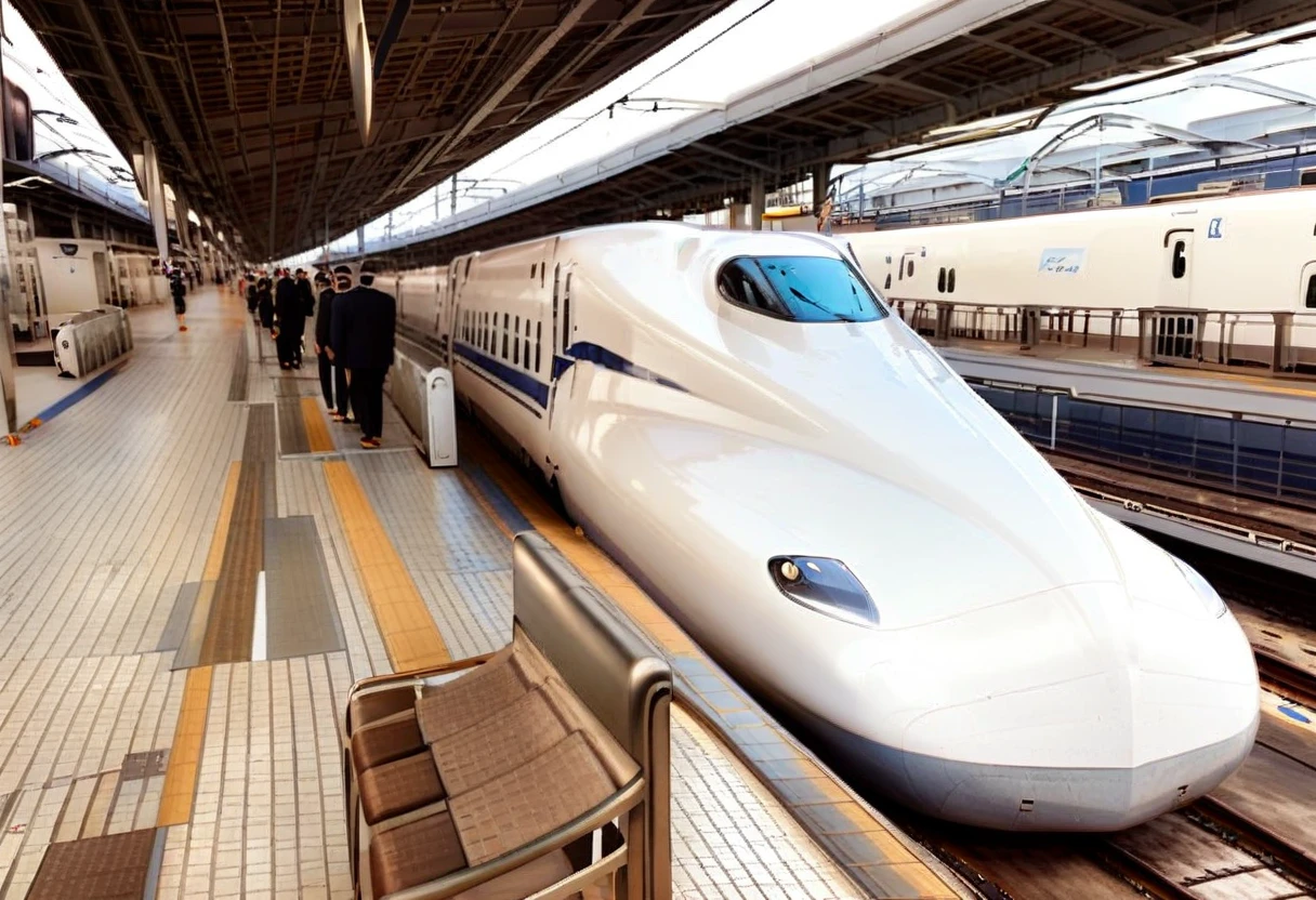 masterpiece, best quality, very aesthetic, absurdres,
shinosaka, train station, scenery, multiple boys, train, railroad tracks, outdoors, real world location, tile floor,
N700S, train, realistic, photo (medium), photo background
<lora:N700S_ex_SDXL_V3:1> <lora:shinosakaeki_platform_SDXL_V1:1>