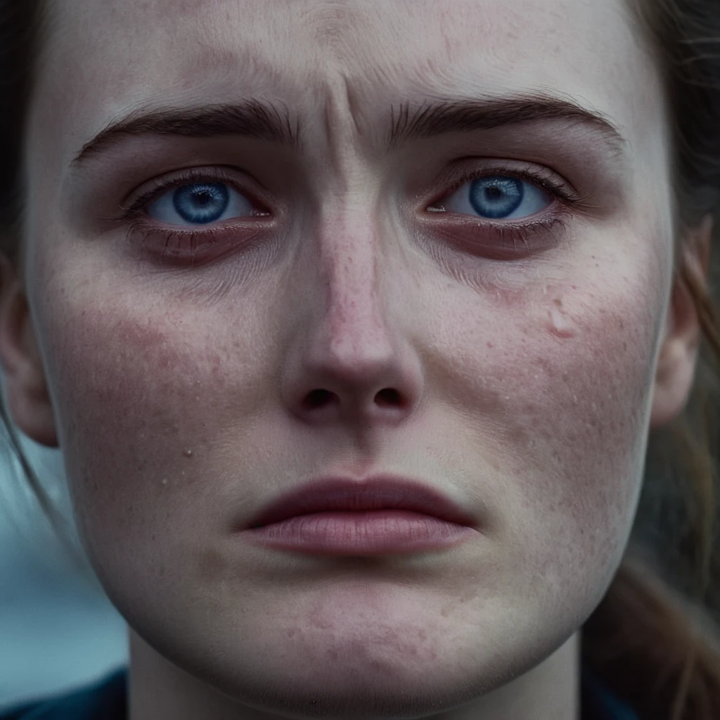 cinematic film still of <lora:crying style:0.8>
<lora:detailed:0.5>
<lora:perfection style:0.5>
a woman with a tear on her face is crying.,1girl,solo,looking at viewer,blue eyes,closed mouth,lips,portrait,close-up,freckles,realistic,nose , crying, sad, teary face, tears, crying style, shallow depth of field, vignette, highly detailed, high budget, bokeh, cinemascope, moody, epic, gorgeous, film grain, grainy