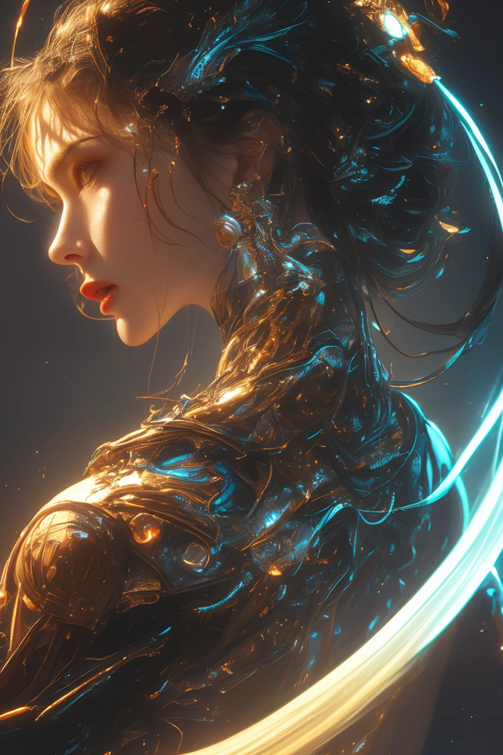 1mechanical girl,((ultra realistic details)),portrait,global illumination,shadows,octane render,8k,ultra sharp,metal,intricate,ornaments detailed,cold colors,egypician detail,highly intricate details,realistic light,trending on cgsociety,glowing eyes,facing camera,neon details,machanical limbs,blood vessels connected to tubes,mechanical vertebra attaching to back,mechanical cervial attaching to neck,sitting,wires and cables connecting to head.,