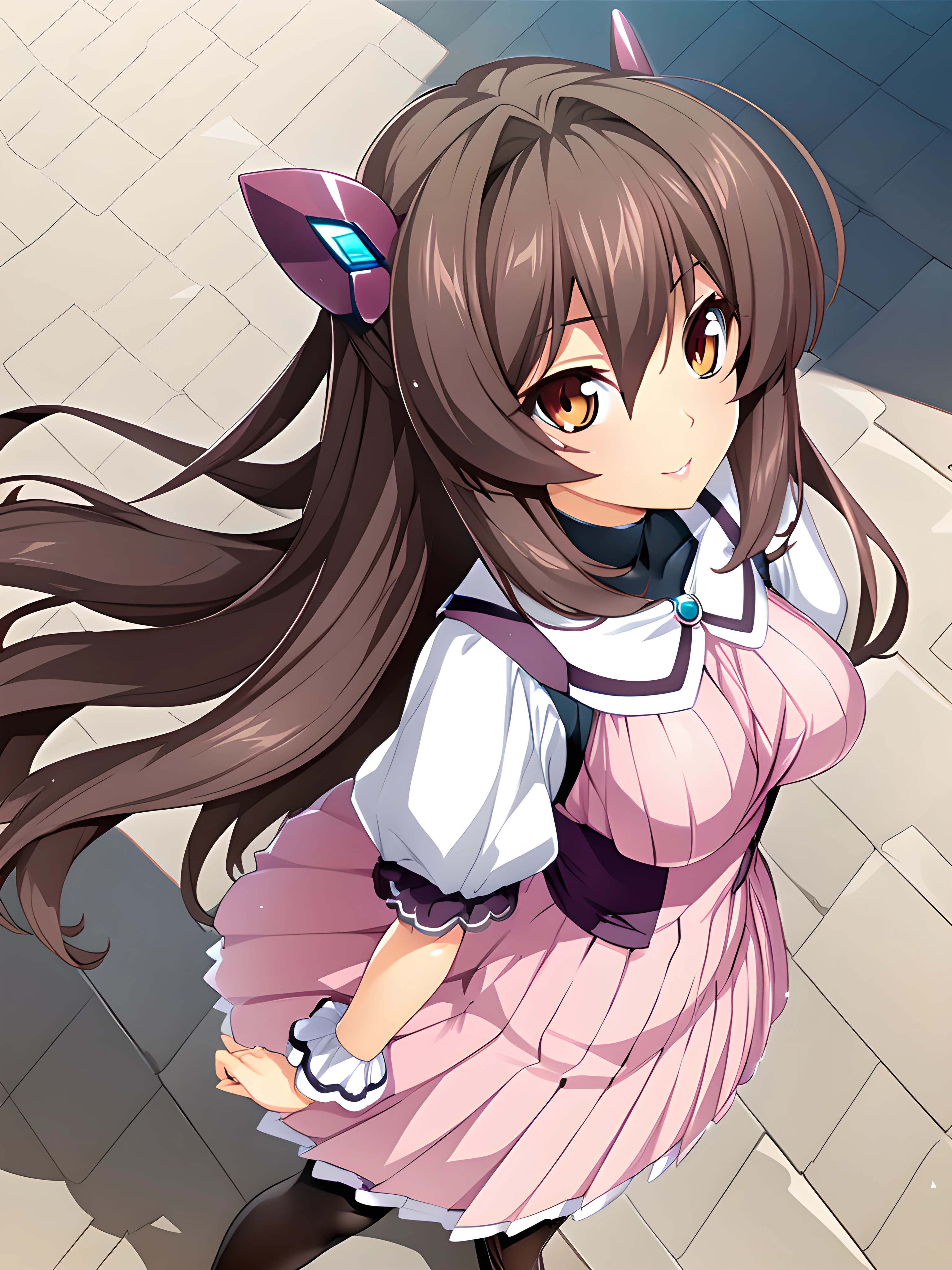 (masterpiece),(best quality),(ultra-detailed),(best illustration),(best shadow),(absurdres),(detailed background),(very aesthetic), (masterpiece),(best quality),(ultra-detailed),(best illustration),(best shadow),(absurdres),(detailed background),(very aesthetic), marina katsuragi, casualoutfit, 1girl, solo, long hair, brown hair, pantyhose, jewelry, dress, simple background, white background, hair ornament, looking at viewer, brown eyes, black pantyhose, pink dress, seductive smile, upper body view, <lora:XL-Marina_Katsuragièå_ççå¥_-_Kouyoku_Senki_ExS-TiAå
翼æ¦å§«ã¨ã¯ã¹ãã£ã¢_SDXL_Animagine_XL_3.1v2:1>