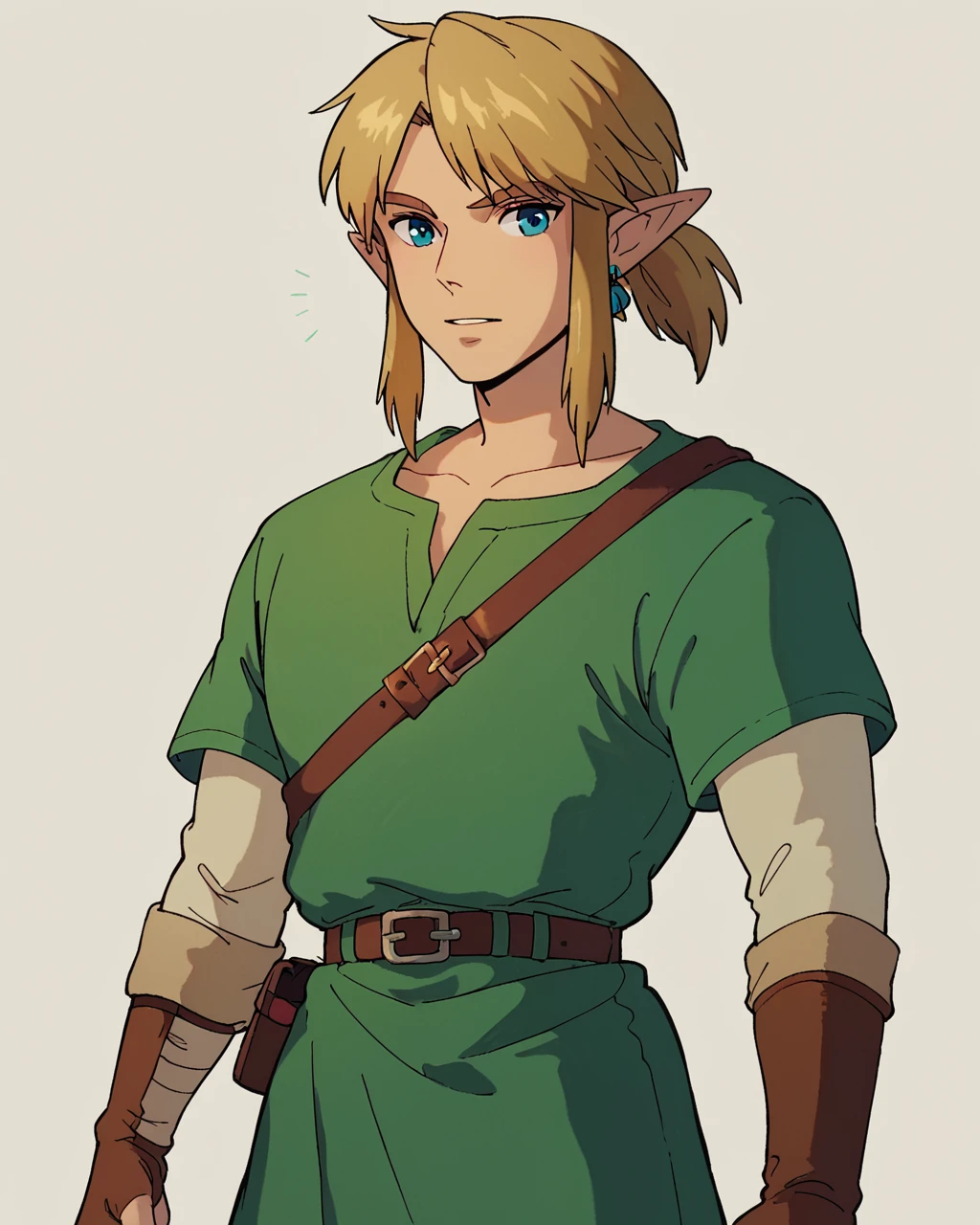 score_9, score_8_up, score_7_up, source_anime, zPDXL, Ghiblistyle, solo,link, green tunic, leather, sheathed sword belt<lora:Ghibli_style_PDXL:0.90>