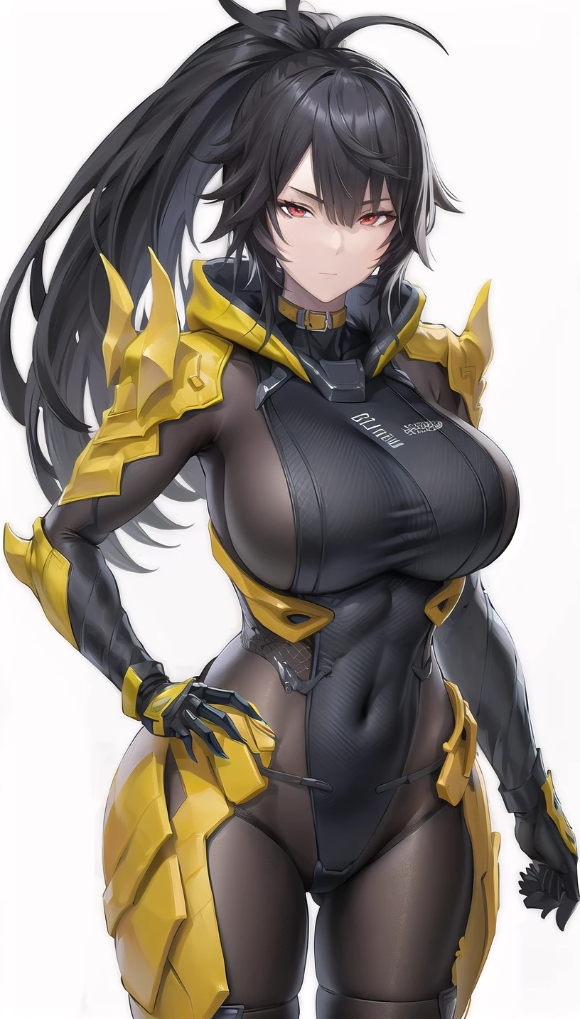 black gloves,shoulder armor,bodystocking, black bodysuit,
lady,mature female, cowboy shot,
(white background,simple background:1.18),
highres,official art,original,masterpiece,best quality,
(huge breasts:0.8),
<lora:ast:0.6>