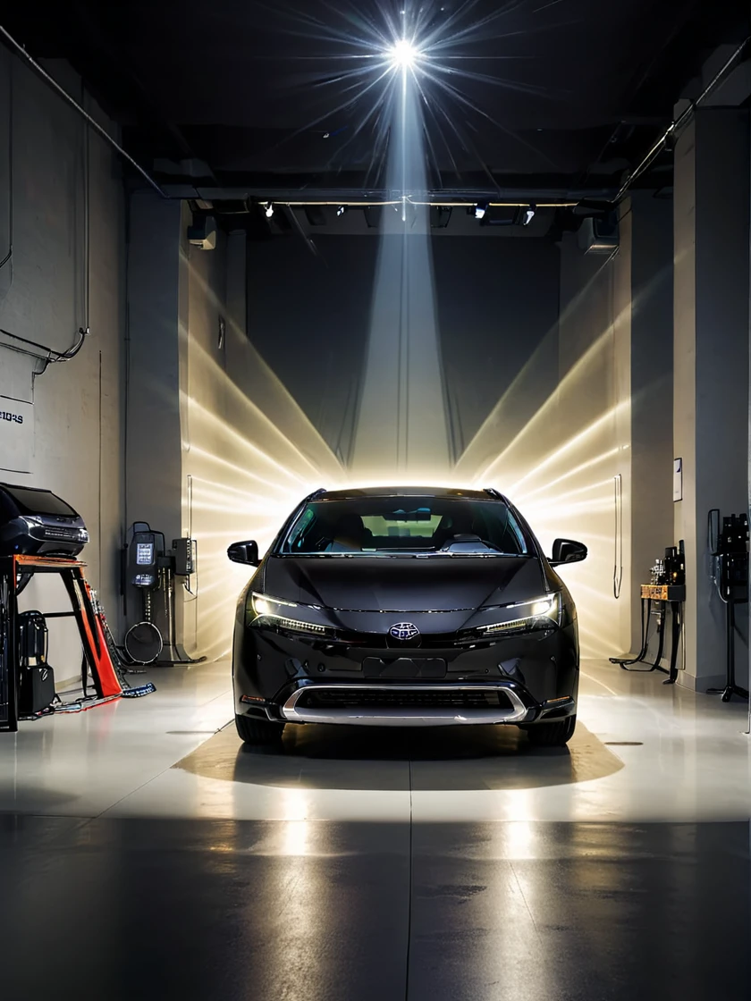 tprius, black car, solo, futuristic environment, light beams, headlight, in showroom,
<lora:ToyotaPrius2023_SDXL:0.8>