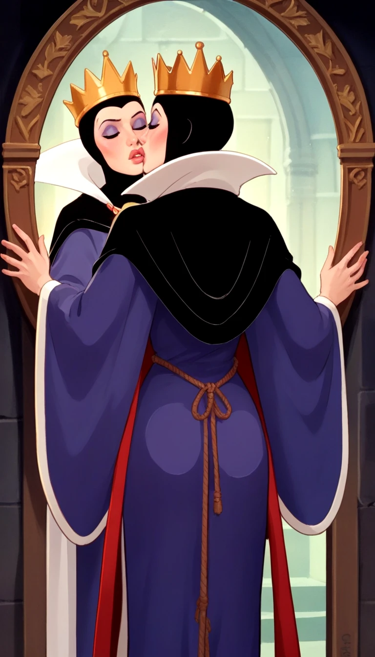 Snow White,1girl, solo, alone,butt focus,front view,huge breasts thin waist wide hips thick thighs huge ass thincc curves, hentai pose, wearing blue erotic clothes gradient an,Good anatomy, good composition, good hand, 5 good fingers,daylighting, rtx, standing, high angle, ass focus, nsfw, butt with handprints, nsfw, forest, blur, bluebirds