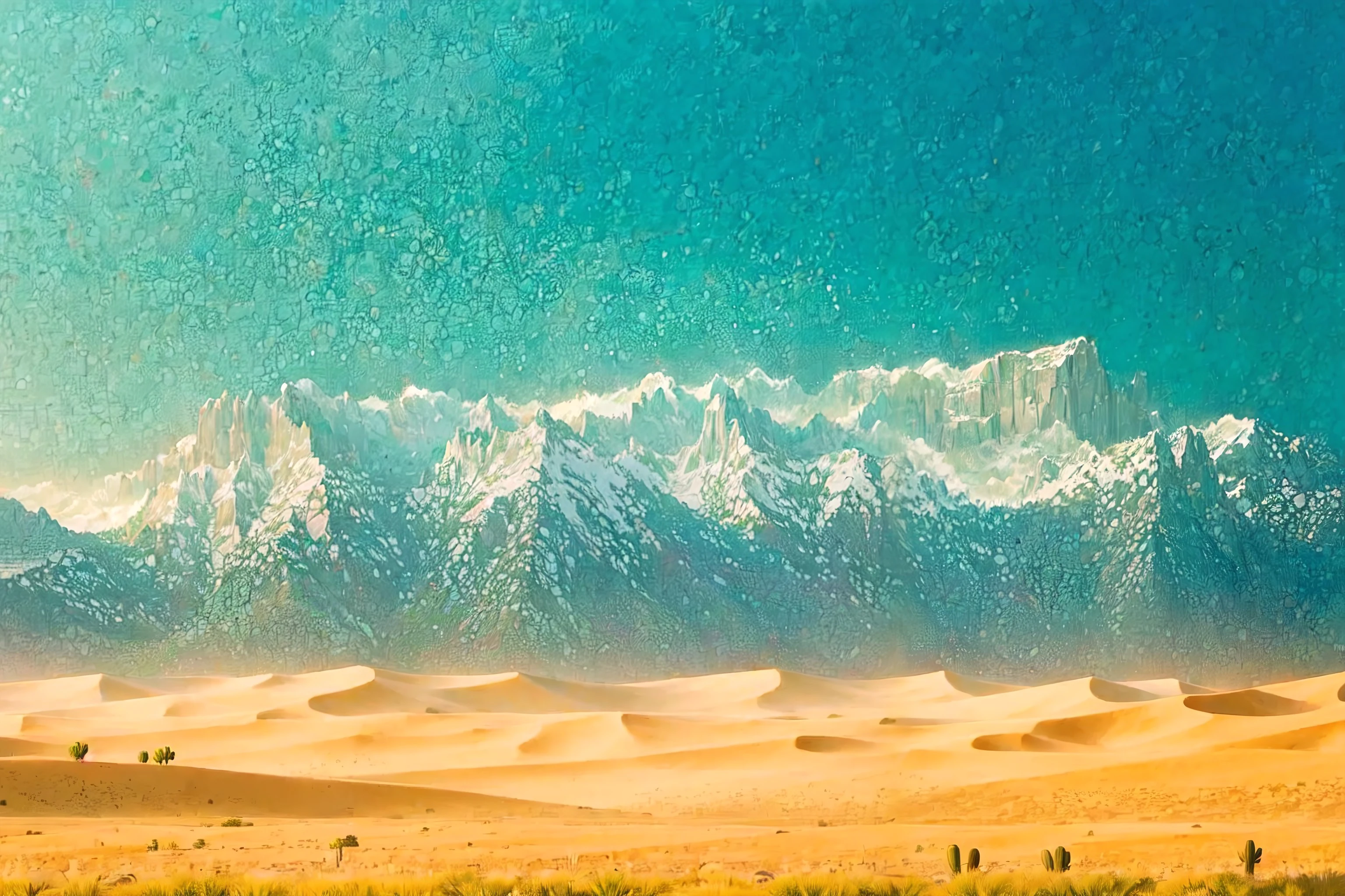 (masterpiece, top quality, best quality, official art, beautiful and aesthetic:1.2), a divinesplatter desert, dunes, mesas, cactus and sagebrush, (no humans:2), <lora:DivineSplatter:2.0>