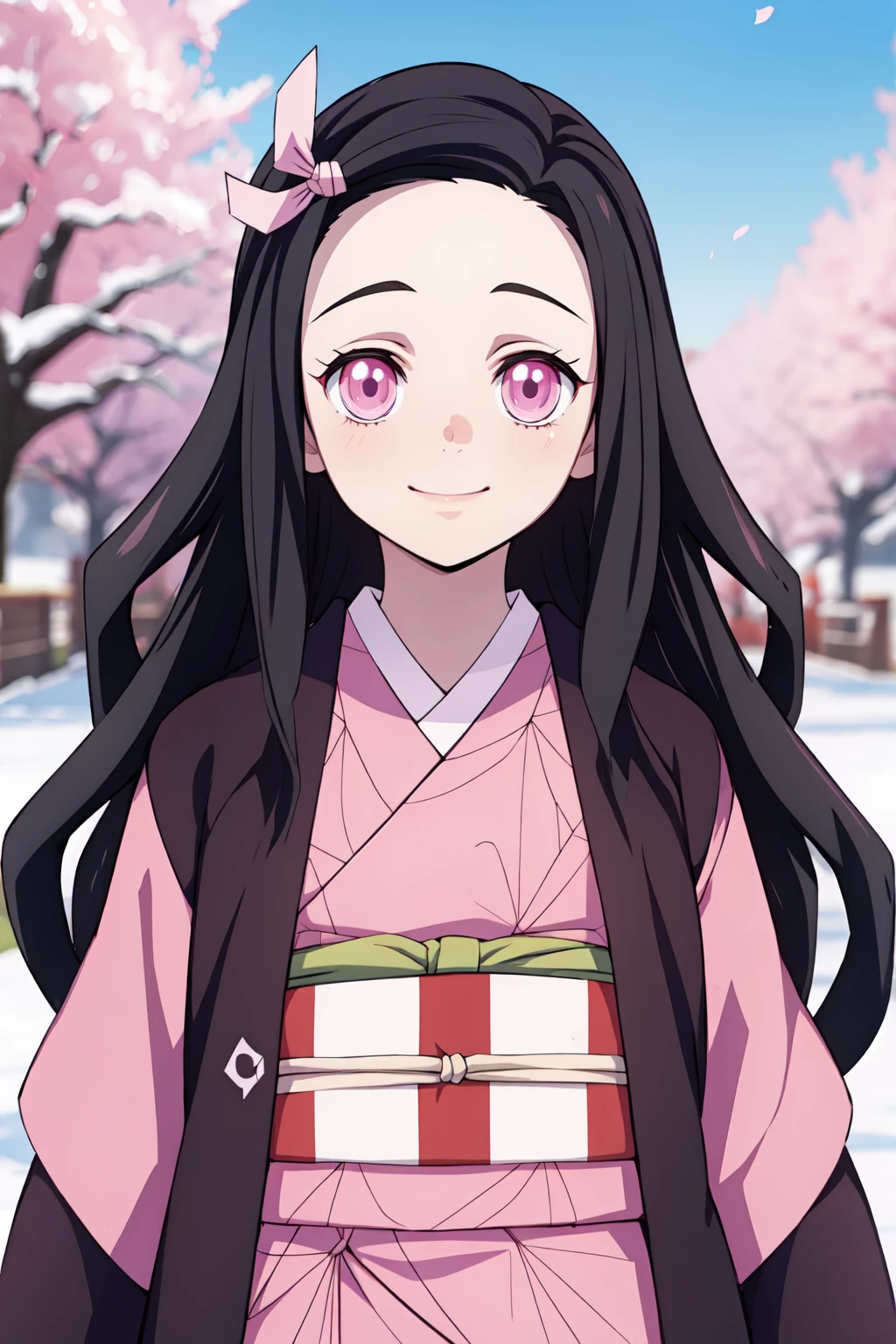 nezuko, 4k, absurd, high resolution, very high resolution, high definition, masterpiece, upper body, smile<lora:EMS-363890-EMS:0.600000>