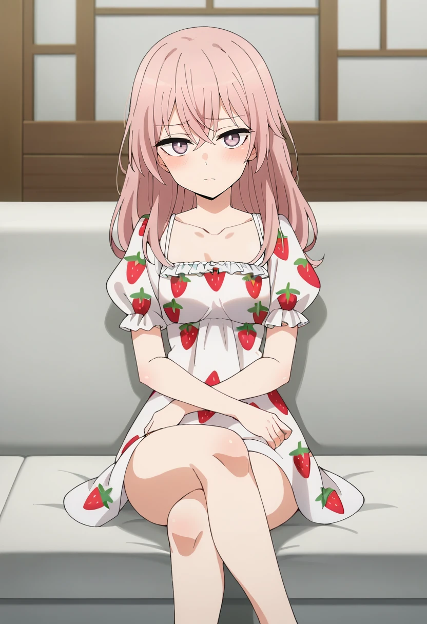 score_9, score_8_up, score_7_up, source_anime,
<lora:SonoBisqueDoll_InuiSajunaXL:0.8>, InuiSajuna,
1girl, closed mouth, blush,
pink hair, long hair, lavender eyes,
SajunaDress, white dress, puffy sleeves, strawberry print, collarbone, short sleeves,
sitting, looking at viewer, crossed legs,
indoors, on couch