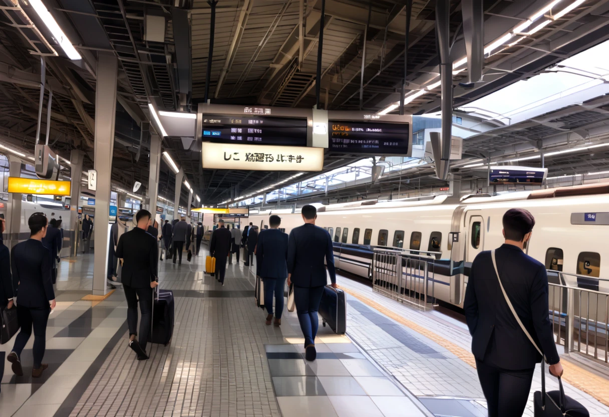 masterpiece, best quality, very aesthetic, absurdres,
shinosaka, train station, scenery, tiles, multiple boys, tile floor, english text, 6+boys, walking, real world location, pants, bag, ceiling light, sign, train, reflective floor, railroad tracks, outdoors
<lora:shinosakaeki_platform_SDXL_V1:1>