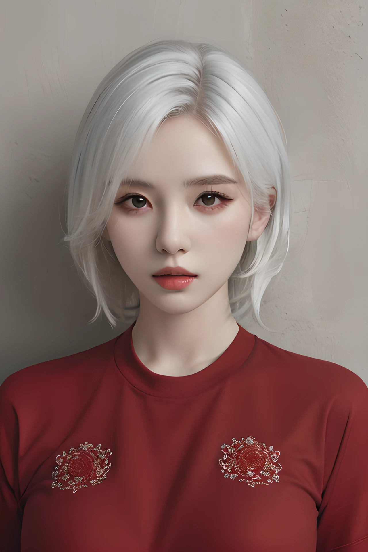 (4k, best quality, highres, absurdres, masterpiece:1.21), (realistic:1.331), detailed and intricate,
1girl, white hair, red shirt, <lora:girlslike_lss8:0.7>