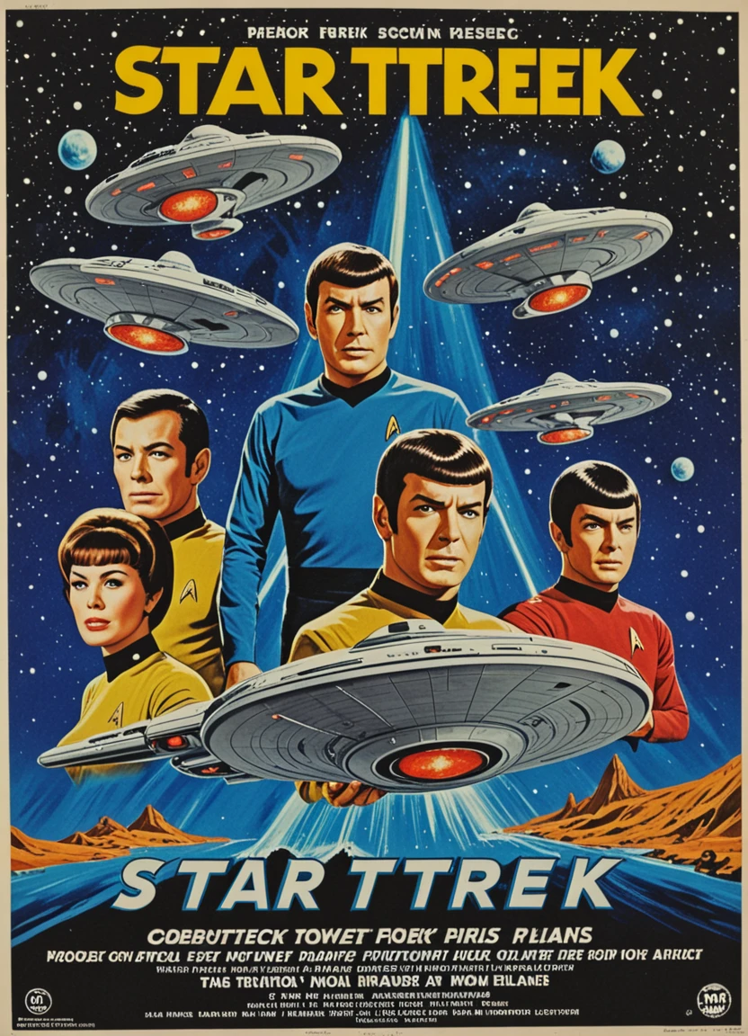 vntgpstr of "Star Trek" <lora:vintage_poster-000003:1>