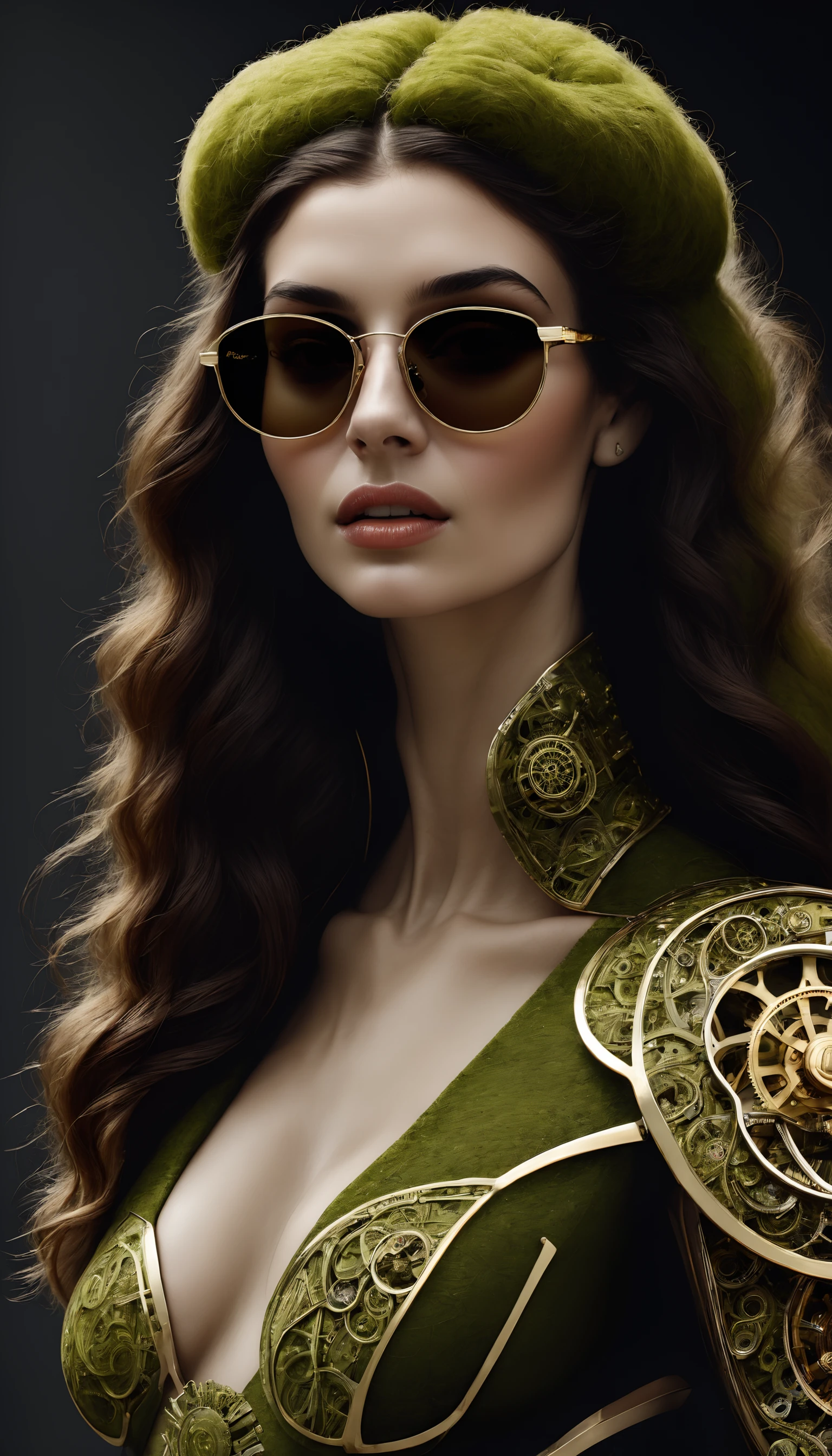 <lora:mosscoveredXL:1>moss, Sunglasses in location: colossal gears, (Masterpiece:1.3) (best quality:1.2) (high quality:1.1)