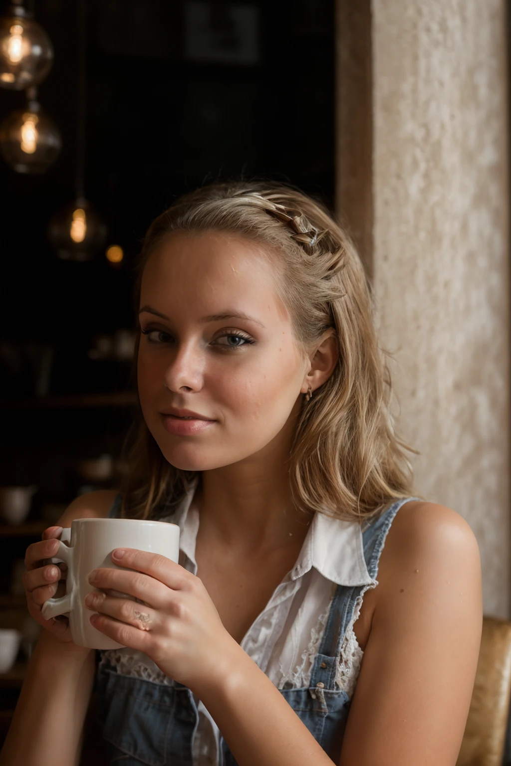 <lora:Koika:0.8>, full color portrait of a young woman, having coffee at a vintage russian cafe, natural light, RAW photo, subject, 8k uhd, dslr, soft lighting, high quality, film grain, Fujifilm XT3