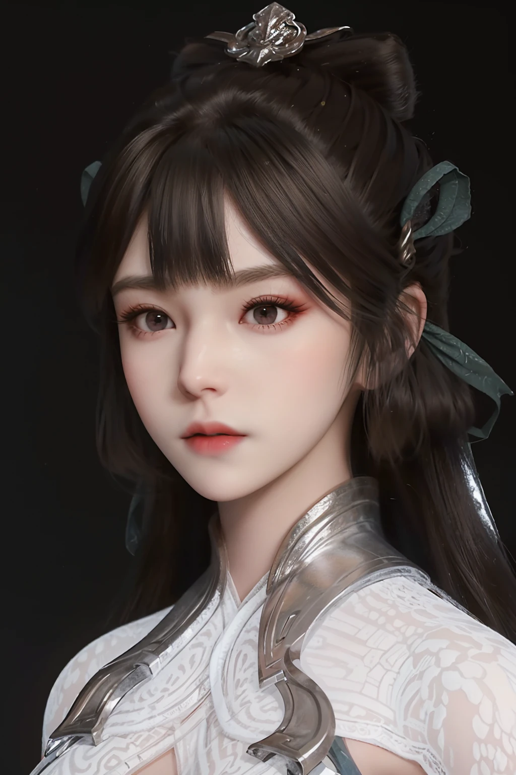 <lora:YuZimo-000001:1>,yuzimo,1girl,solo,hair ornament,long hair,white background,dress,brown hair,upper body,simple background,expressionless,black background,, best quality , masterpiece, illustration, an extremely delicate and beautiful, extremely detailed ,CG,unity,8k wallpaper, Amazing, finely detail, masterpiece, best quality,official art,extremely detailed CG unity 8k wallpaper,absurdres, incredibly absurdres, huge filesize , ultra-detailed, highres, extremely detailed,beautiful detailed girl, extremely detailed eyes and face, beautiful detailed eyes,light on face,