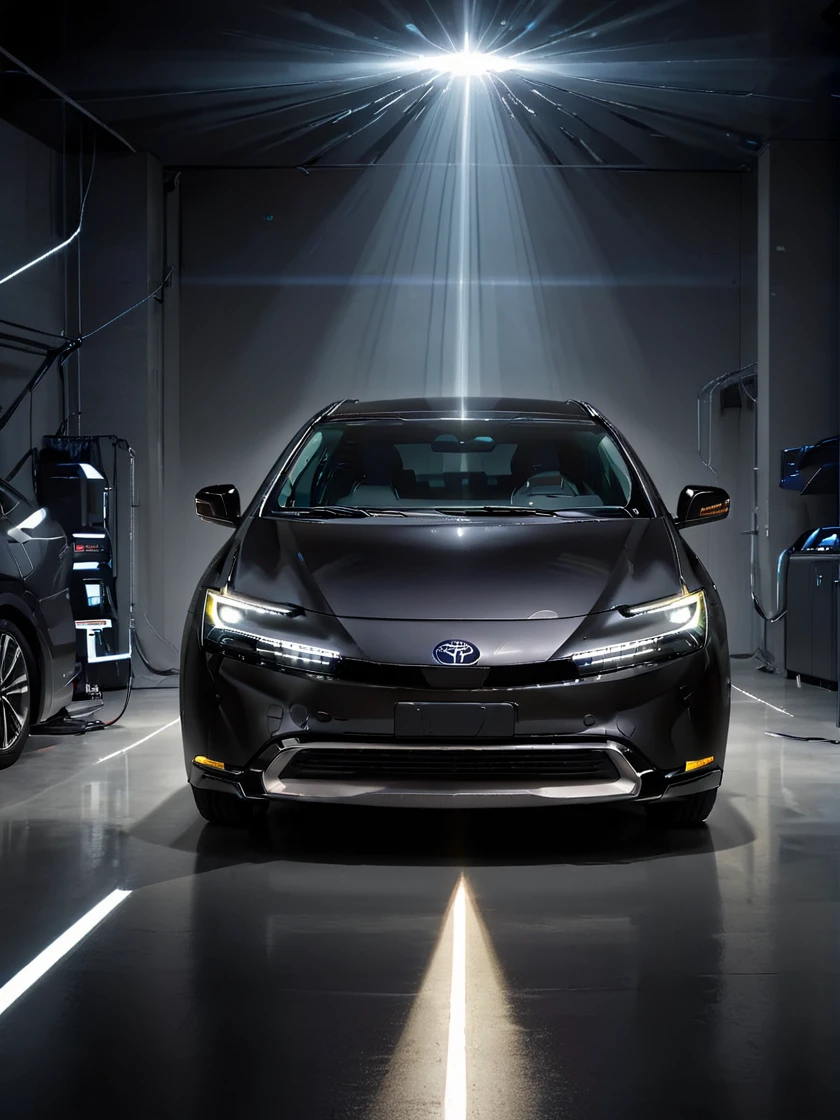 tprius, black car, futuristic environment, light beams, headlight, in showroom,
<lora:ToyotaPrius2023_SDXL:0.8>