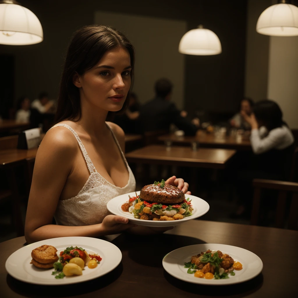 cinematic film still of  <lora:detailed style SD1.5:0.6>
 <lora:Hand v3 SD1.5:0.1>
 <lora:perfection style SD1.5:0.8>
A perfect photo of a Netherlands woman sitting at a table with a plate of food, shallow depth of field, vignette, highly detailed, high budget, bokeh, cinemascope, moody, epic, gorgeous, film grain, grainy