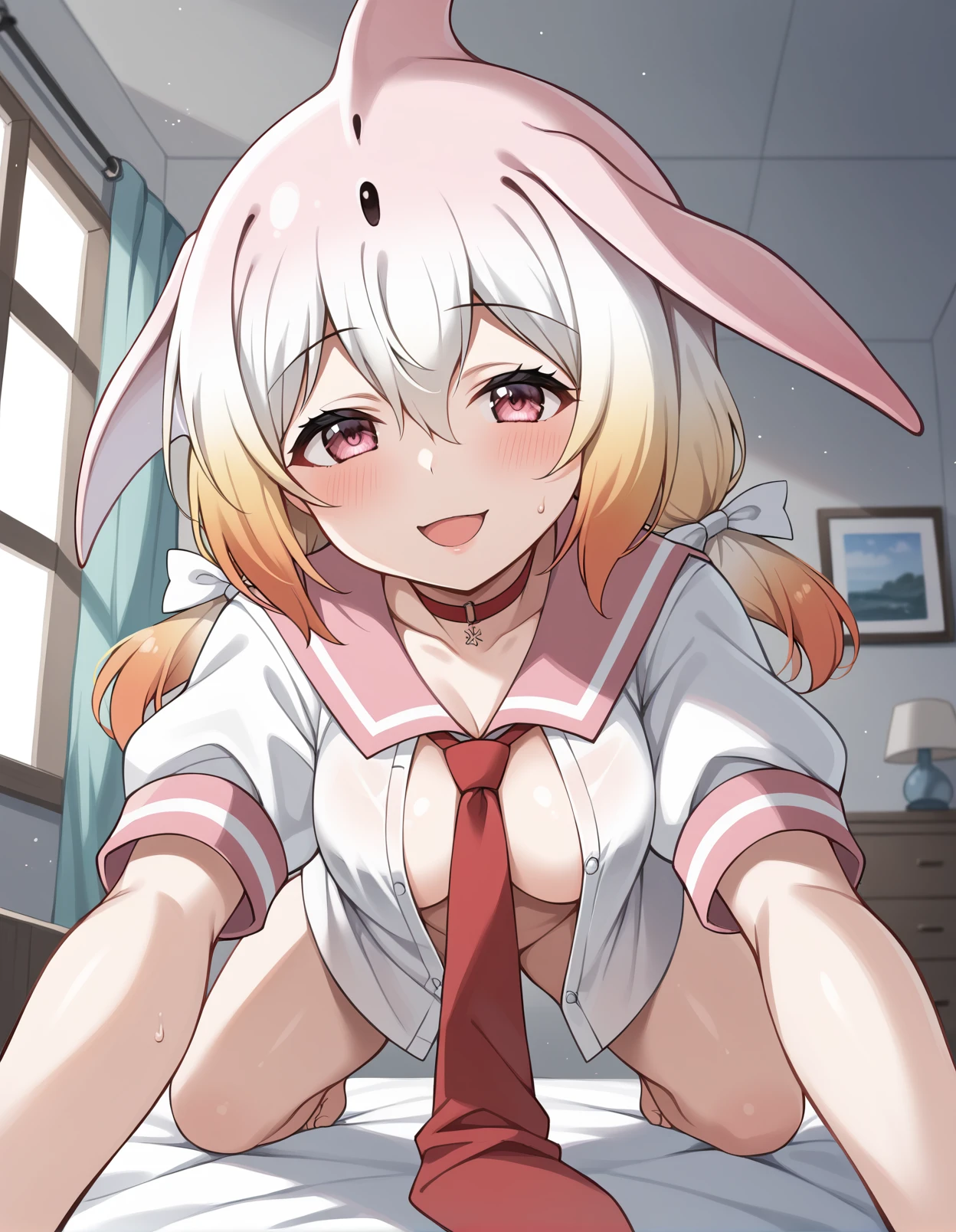 Browsing Caution,,(1 cute guy),Sweat,White Breath,(One cute boy),Groin bulge,Standing posture,Large areola,White steam,Small breasts,Bunny costume1 person,blonde low twintails,Bathroom,Dark Room,Blowjob