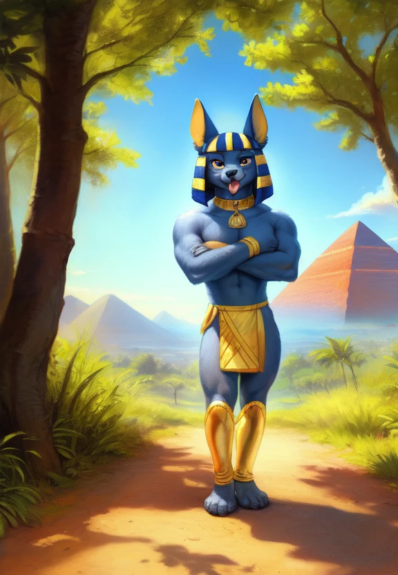 <lora:KingNachoCharactI:0.8> KingNachoCharactI, egyptian clothes, dog,
[road, earth, forest, trees, sky, clouds, mountains,] solo, (winking face with tongue)
looking at viewer, to his full height, (beautiful, aesthetic, perfect, delicate, intricate, masterpiece, )
[by kenket|by totesfleisch8], by thebigslick:by silverfox5213:0.8], [by syuro, by paloma-paloma::0.2, (Tricksta, TotesFleisch8)