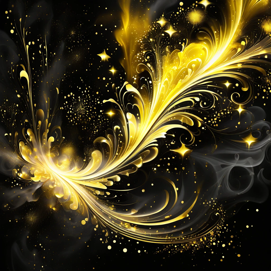 golden patterns, golden and black spirit, liquid gold explosion, golden smoke magic, star dust, golden milky way, black background, magic fog, alcohol ink, stunning digital art object, with splashes of magic inside bright colors and surreal fantasy edge lighting, digital art, bright, beautiful, splashes, sparkling, cute and adorable, filigree fireworks, side lighting, lighting, extreme, magical, surreal, fantasy, digital art , artistic masterpiece,