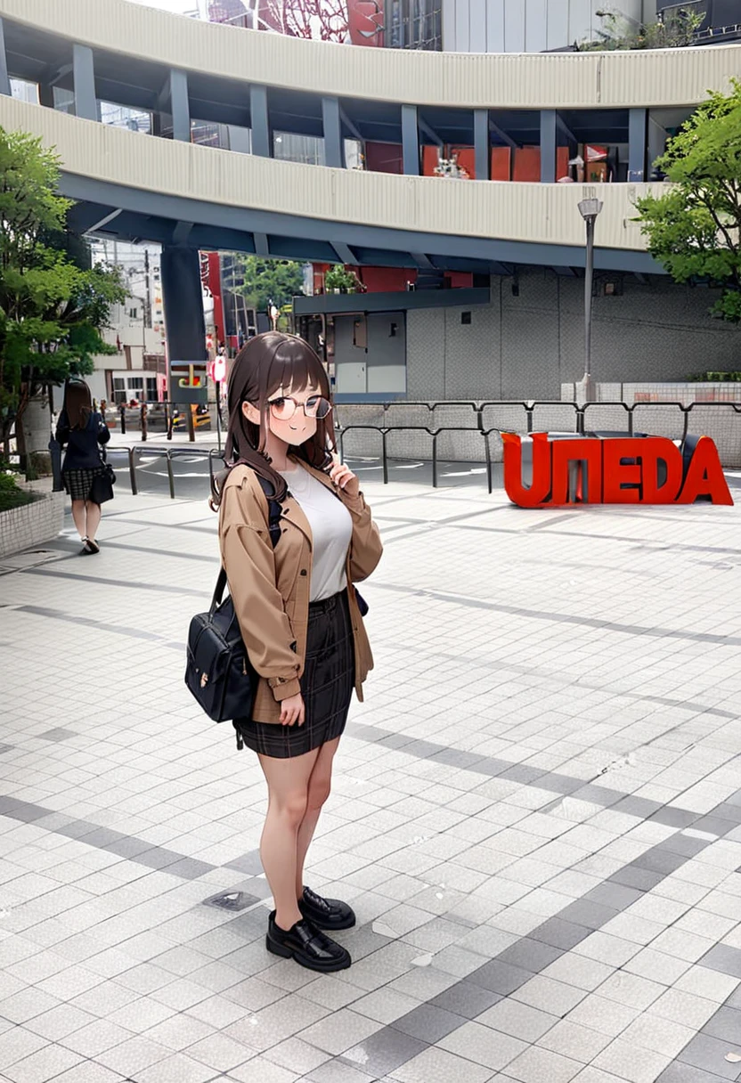 masterpiece, best quality, very aesthetic, absurdres,
1girl, solo, glasses, black hair, long hair, jacket, skirt, black bag, smile, looking at viewer, solo focus,
Monument, UmedaIsu, scenery, Osaka, Japan, scenery, outdoors, tree, fence, real world location,
<lora:osaka_umedaisu_SDXL_V1:1>