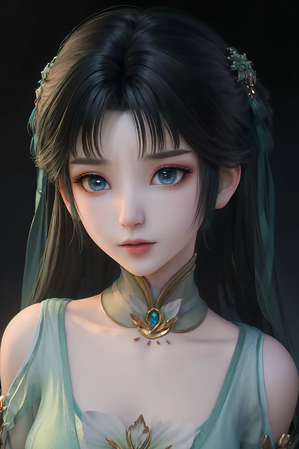 <lora:biyao>,biyao,1girl,solo,dress,twintails,black hair,hair ornament,long hair,Emerald,looking at viewer,jewelry,clothing cutout,blue dress,(simple background:1.3),blue eyes,hair bun,earrings,shoulder cutout,double bun,(black background:1.3),holding_animal,(kittew:1.3),, best quality , masterpiece, illustration, an extremely delicate and beautiful, extremely detailed ,CG,unity,8k wallpaper, Amazing, finely detail, masterpiece, best quality,official art,extremely detailed CG unity 8k wallpaper,absurdres, incredibly absurdres, huge filesize , ultra-detailed, highres, extremely detailed,beautiful detailed girl, extremely detailed eyes and face, beautiful detailed eyes,light on face,