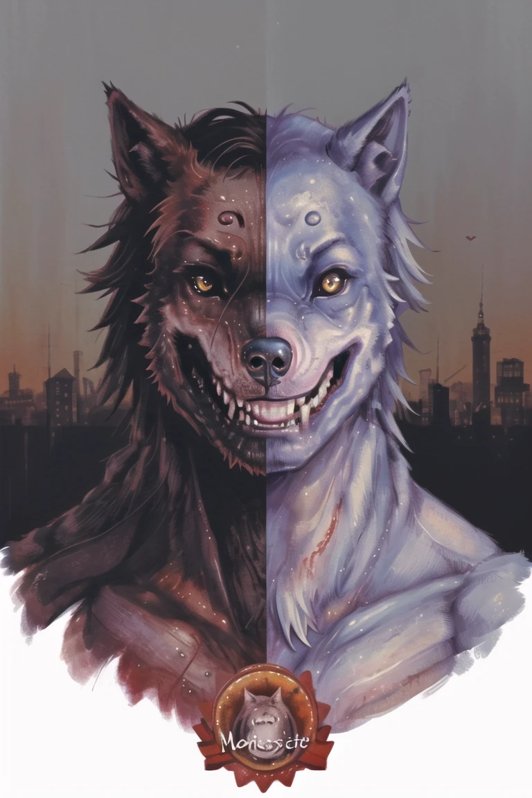 (masterpiece),best quality,portrait,upper_body,Hairy werewolves,Jam,funny,confident smile,