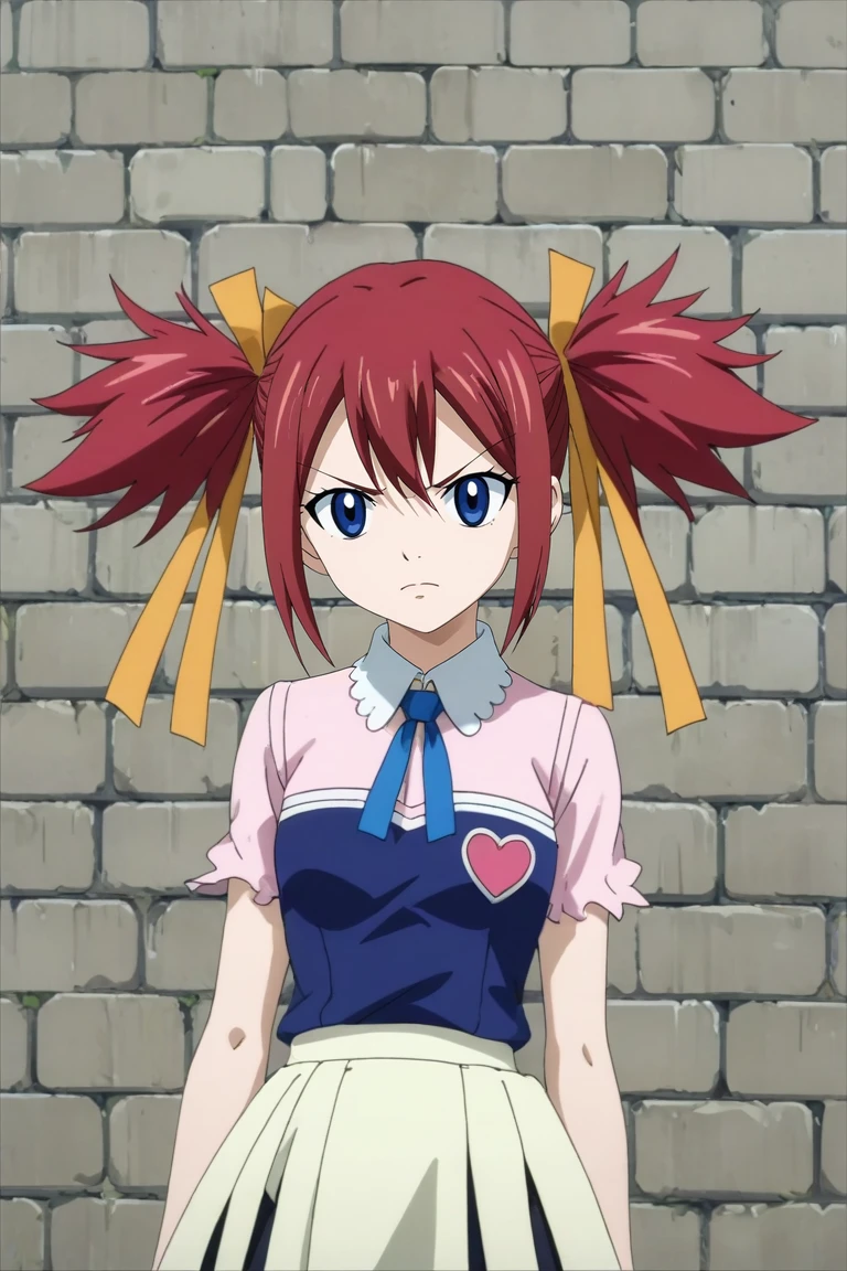 score_9, score_8_up, score_7_up, source_anime, rating_safe, intricate details, anime screencap, anime coloring, , , , 1girl, solo, <lora:chelia_blendy_pony:0.86>, chelia_blendy, red hair, blue eyes, ribbon, hair ribbon, twintails, short twintails, cowboy shot, great wall of china, dusk, knees up, angry, , <lora:sdxl_lightning_8step_lora:1>