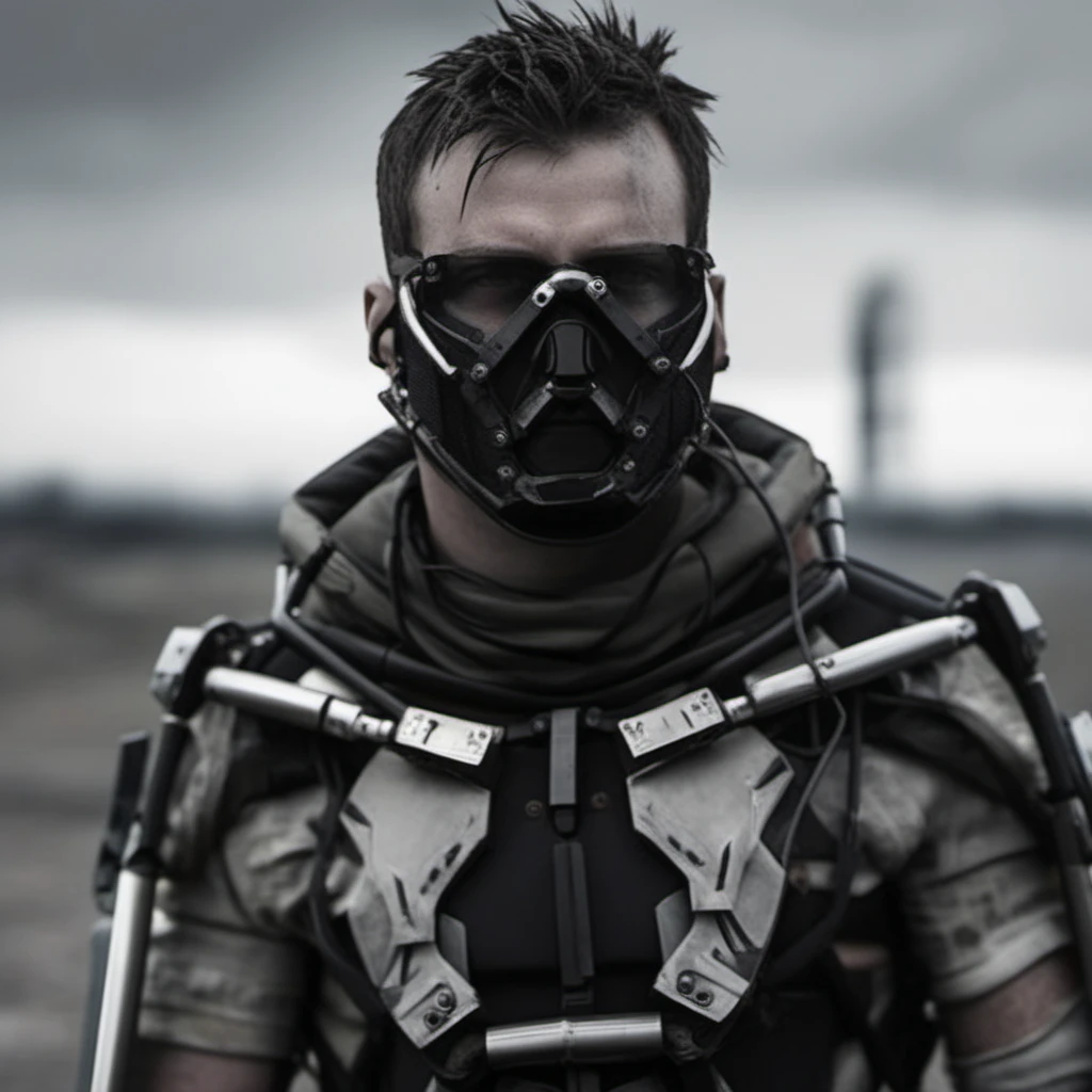 Dystopian style a man in a futuristic suit <lora:Elysium1024:0.8> . Bleak, post-apocalyptic, somber, dramatic, highly detailed