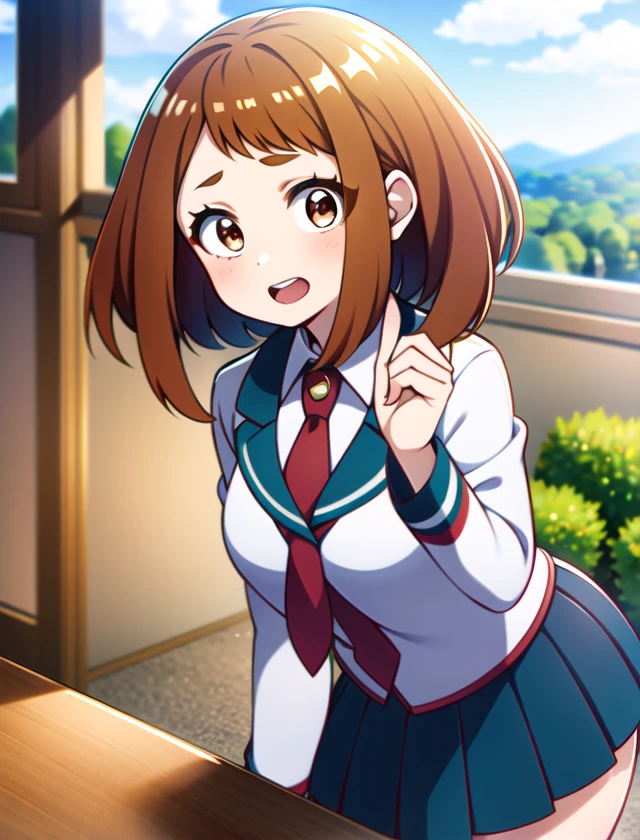 <lora:ochaco:.7>ochaco uraraka, school background