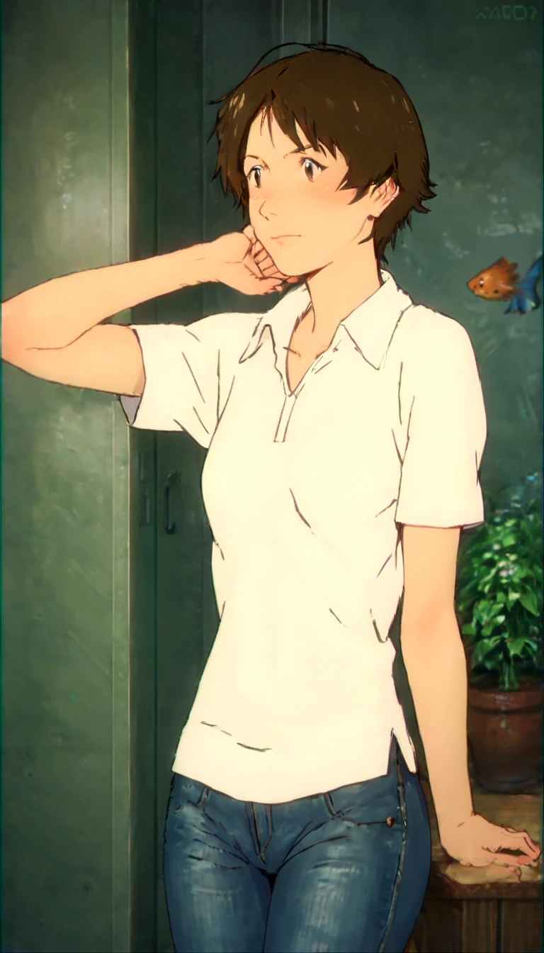 thigh,score_9, score_8_up, score_7_up, score_6_up, score_5_up, score_4_up,anime:1.2,  ,zPDXL, zPDXLxxx <lora:Perfect Hands:1> <lora:add-detail-xl:0.8>  <lora:Makoto_Konno:1> 1girl, makoto konno, brown hair, clothed, aquarium, date, detailed face, jeans, portrait