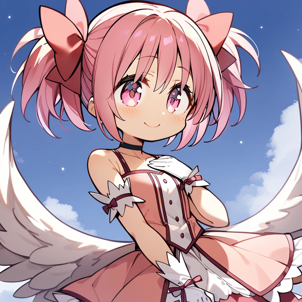 1girl,solo,chibi,chibi only,
kaname madoka,mahou shoujo madoka magica,mahou shoujo madoka magica (anime),1girl,blue sky,choker,collarbone,gloves,hand on own chest,pink eyes,pink hair,short twintails,sky,smile,solo,twintails,white gloves,
masterpiece,best quality,very aesthetic,absurdre,<lora:sdxl_style_komowataharuka_adamw_fp8_kohakuep-V1.4-000008:1>,