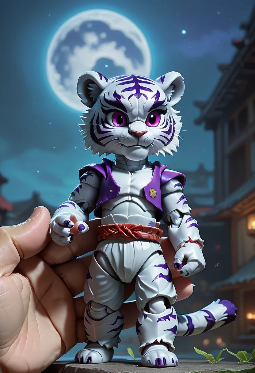 score_9, score_8_up, score_7_up,articulated, realism, Tiger, cute, epic world, vivid colors, detailed, moonlight, full moon, purple eyes,