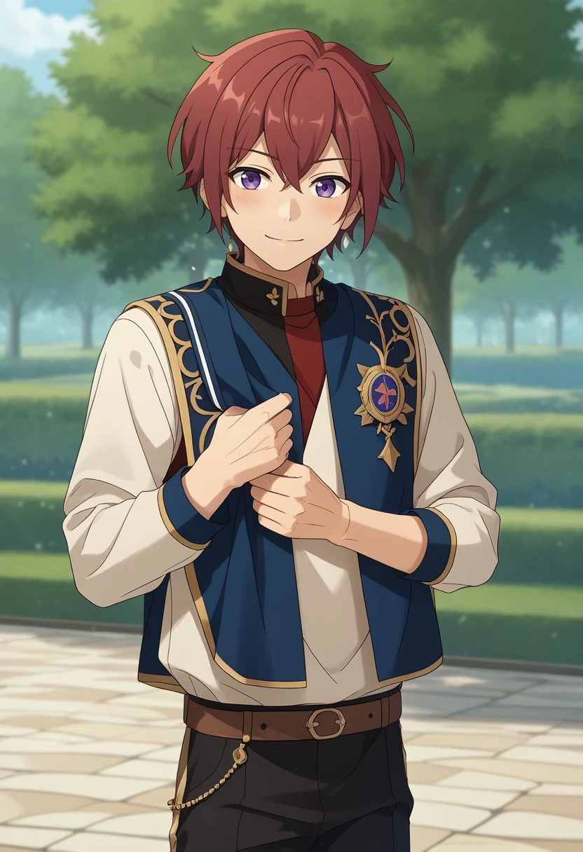 score_9, score_8_up, score_7_up, masterpiece, best quality, cute, male focus, solo, Tsukasa Suou, red hair, purple eyes<lora:EMS-364819-EMS:1.000000>