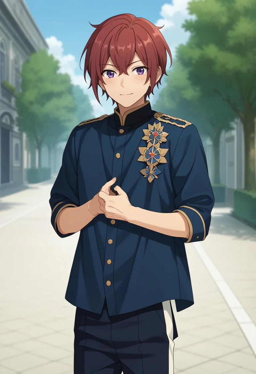 score_9, score_8_up, score_7_up, masterpiece, best quality, cute, male focus, solo, Tsukasa Suou, red hair, purple eyes<lora:EMS-364819-EMS:1.000000>